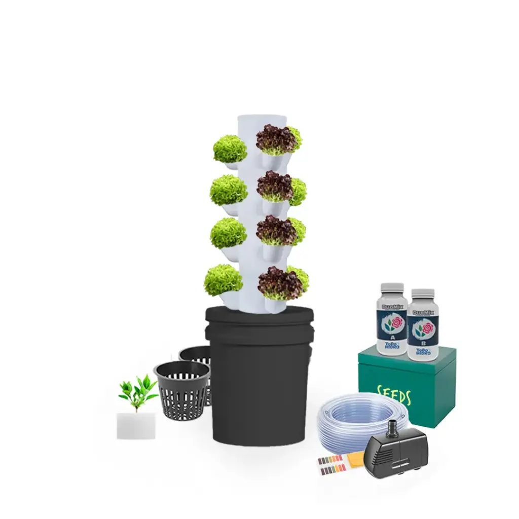 [KITWNUTRN6] Kit Hidropónico N6 Sistema de Torre para 20 Plantas, Jardín Interior Completo con Nutrientes, Semillas y Accesorios