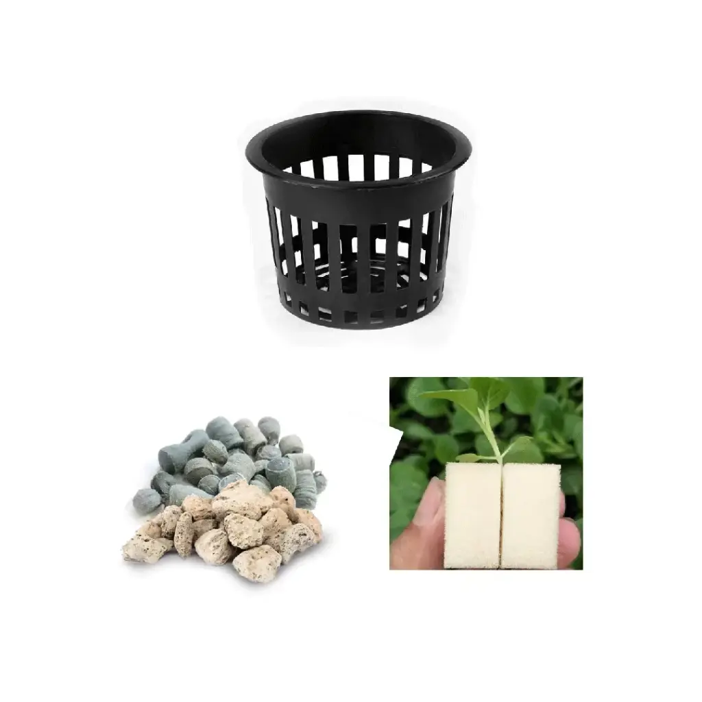 Kit Leca + Esponja + Maceta Mesh Pot N10 Net Pot