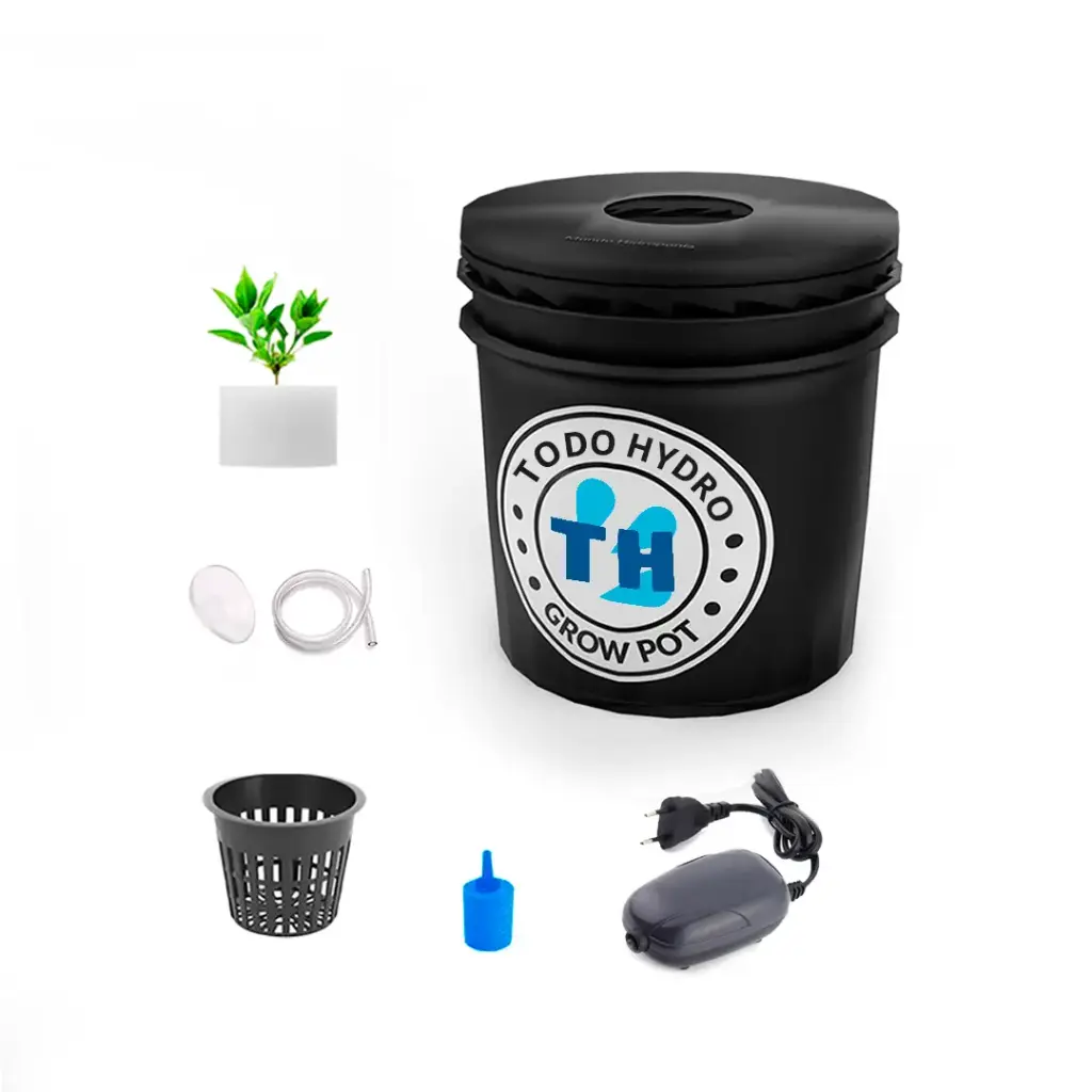Grow Pot Initial DWC Hydro Bucket Kit con Bomba de Aire y Accesorios (8L)
